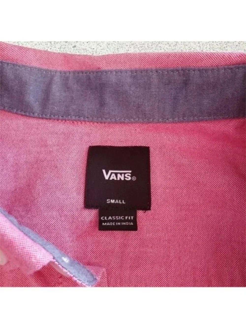 Vans Men’s Short Sleeve Button Down Shirt Chest Pocket Casual Shirt Pink Small